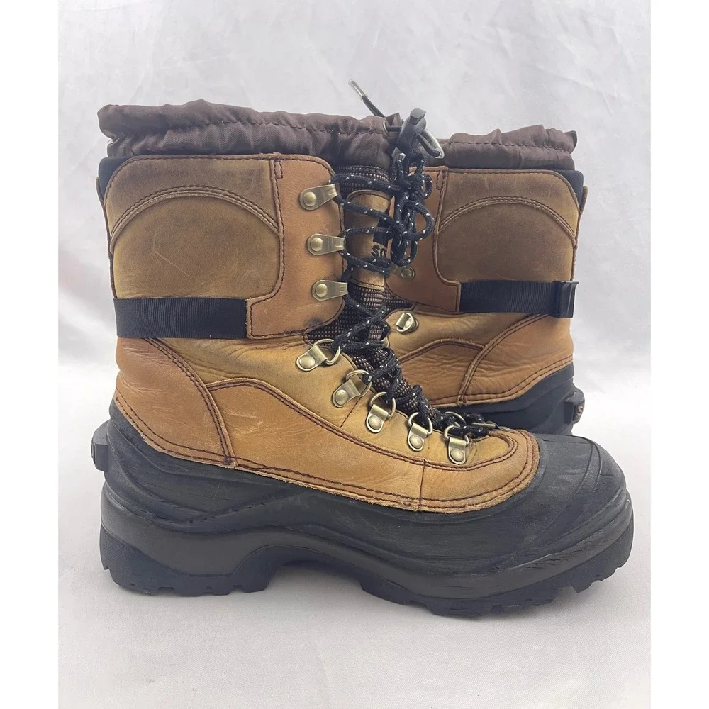 Sorel Conquest Mens Waterproof Winter Boots 400g Thinsulate Tan Black Size 10‎